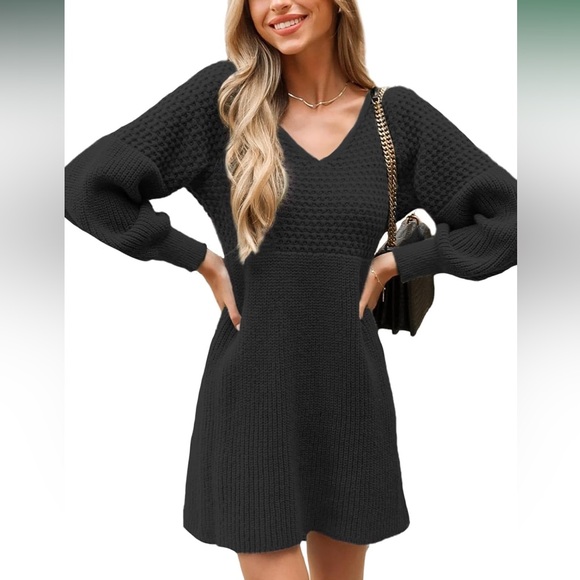 Cupshe Black Long Sleeve Knit Dress Size XS - Picture 3 of 11